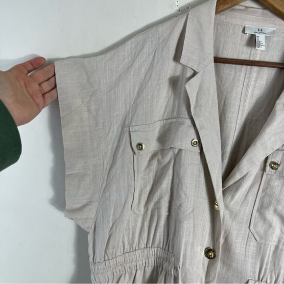 H Halston Linen Blend cap sleeve Utility Tunic Jacket in stone size XXL neutral - Picture 6 of 14